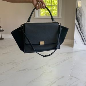 Celine Paris black leather hand bag